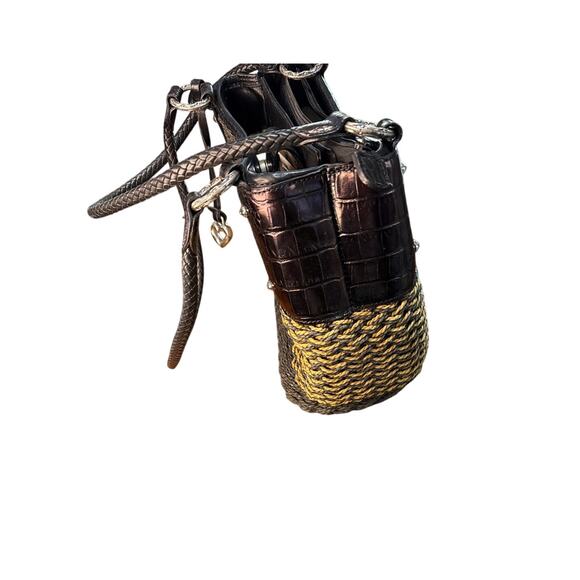 Brighton Woven Straw Handbag Brown Tones - Picture 4 of 14